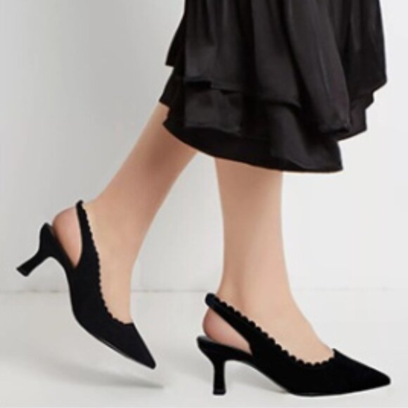 NIB - Junayuan Women's Low Kitten Heel Slingback Dress Shoes - Black, Size 9.5 - Picture 5 of 15